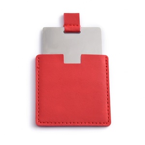 กระจกแต่งหน้าพกพาขนาดเล็กแบบขายส่ง ทำจากสแตนเลสหุ้มหนัง - Product Image 4