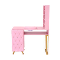 Table de manucure professionnelle avec tiroirs, table de travail rose pour salon de beauté