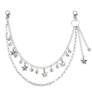 Cadena de cintura de metal con doble capa de estrellas, aleación de zinc, estilo hip hop punk, accesorio de moda informal para hombres y mujeres - Product Image 5