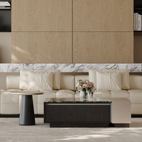 Table basse minimaliste avec grand rangement : armoire en bois massif multi-niveaux + plateau en verre noir rose haute résistance avec tiroirs