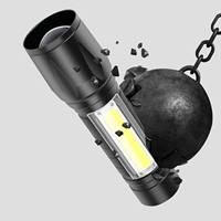 Lampe torche USB rechargeable, mini, petite, portable, zoomable, avec lumière latérale COB, lampe torche tactique LED