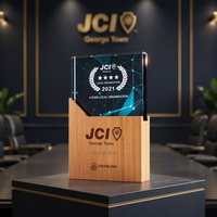 Trophée en bois et cristal personnalisable avec gravure, plaque de reconnaissance professionnelle pour récompense des employés, célébration d'entreprise et cadeau