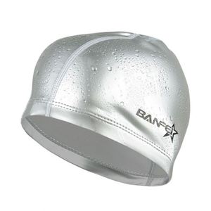 Bonnet de bain unisexe confortable en nylon enduit PU 2024, imperméable, couleur unie, avec logo personnalisé pour femmes et hommes - Product Image 4