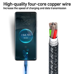 Logotipo personalizado 100W <span class=keywords><strong>PD</strong></span> Carga rápida USB C a tipo C Cable 2M 6 pies Cable trenzado de nailon Cables DE DATOS Cargadores - Product Image 4