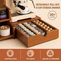 Organisateur de bar à café en bois tout-en-un, étagère de rangement à 3 niveaux, FSC personnalisé OEM pour la cuisine