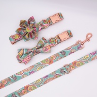 Kalung Anjing Desain Bunga Dengan Pita, Empuk, Lepas Cepat, Tali Reflektif, Cetak Personal, Lampu, dan Tali Pengikat Senada