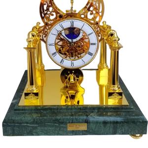 นาฬิ<span class=keywords><strong>กา</strong></span>ตั้งโต๊ะ/ติดผนัง แบบโครงกระดูก ไร้เสียง พร้อมฟังก์ชั่นแสดงข้างขึ้นข้างแรม  ทรงกรวยเคลือบทองสไตล์ฝรั่งเศส  แบบลูกตุ้มหมุน - Product Image 4