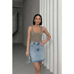 Distressed Floral Print Short Denim <b>Skirt</b> Button Decoration Vintage <b>Y2K</b> Style Casual Formal Summer Autumn Season Pleated Pencil - Product Image 2