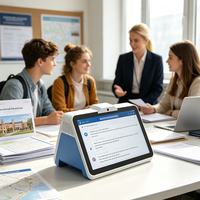 Dispositif de traduction AI portable 10,1 pouces double face, traducteur vocal multilingue en temps réel, double écran pour les entreprises/hôtels