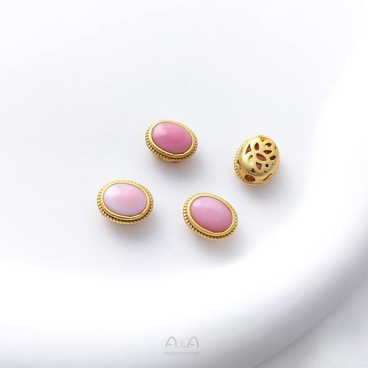 Perles d'espacement en forme d'œuf Queens Shell 8,5x10 mm avec