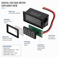 HYT V27 Merah Hijau Biru Dua-Kabel DC 4.5V-30V Voltmeter Digital 0.56-Inci dengan Layar LED Akurasi 0.1%