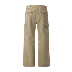 Nouvel arrivage de <span class=keywords><strong>jeans</strong></span> pour hommes personnalisés pantalons cargo pour hommes d'affaires <span class=keywords><strong>jeans</strong></span> cargo décontractés avec poches plates à bord en sergé <span class=keywords><strong>kaki</strong></span> - Product Image 2