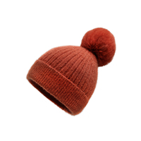 Bonnet en tricot côtelé à revers avec pompon en fausse fourrure, chapeau d'hiver thermique et confortable pour femme, personnalisation du logo possible pour le froid