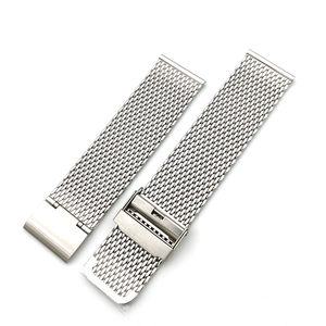 Cinturino per Orologio <span class=keywords><strong>in</strong></span> <span class=keywords><strong>Acciaio</strong></span> Inossidabile a Rete con Fibbia a Doppia Chiusura, Spessore Filo 1.0, Misure 18 20 22 24 mm - Product Image 6