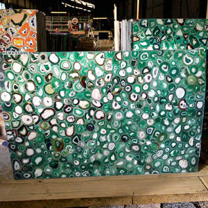 Encimera de Isla de cocina retroiluminada de losa grande brasileña, <span class=keywords><strong>piedra</strong></span> compuesta de ágata <span class=keywords><strong>verde</strong></span> <span class=keywords><strong>semipreciosa</strong></span> transparente, <span class=keywords><strong>piedra</strong></span> Natural - Product Image 1
