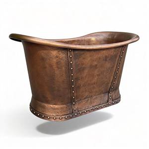 <span class=keywords><strong>Vasca</strong></span> da Bagno in Rame Martellato a Mano su Misura con Cinghie Rivettate per Progetti di Bagni di Ville di Lusso - Product Image 1