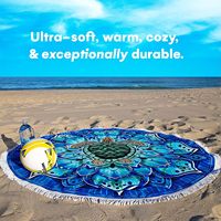 Serviette de Plage Ronde Grande Taille de Qualité Supérieure en Gros avec Franges Imprimées – Design Prêt à l'emploi ou Personnalisé pour l'Été