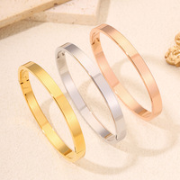 Bracelet jonc minimaliste à fermoir en acier inoxydable, jonc ouvert articulé empilable pour femme, cadeau bijoux
