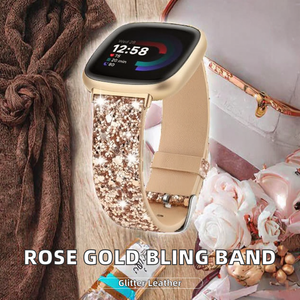 Bracelet de montre en silicone pailleté compatible avec Fitbit <span class=keywords><strong>Versa</strong></span> 4 <span class=keywords><strong>3</strong></span> / <span class=keywords><strong>Sense</strong></span> 2, bracelet de remplacement scintillant pour femmes et filles - Product Image 2