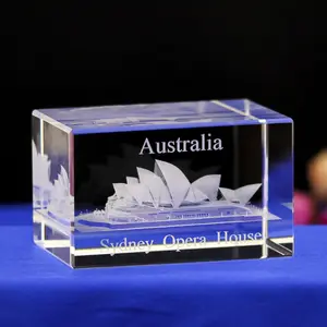 3D Laser Engraving Crystal Cube Sublimation Crystal World Famous Buildings Souvenir Crafts Valentine Wedding Ornaments gifts