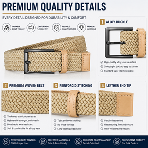 Cintura da Golf Intrecciata Personalizzata ad Alta Elasticità <span class=keywords><strong>per</strong></span> Uomo e Donna, Cintura Elastica Multicolore <span class=keywords><strong>per</strong></span> Jeans, Produzione all'Ingrosso OEM ODM - Product Image 2