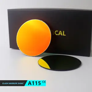 EXIA A115 Lensa Kacamata Cermin Merah, Bulat Tanpa Potongan Kurva Dasar 0 UV400 Lensa Warna Datar
