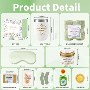 Coffret cadeau de luxe vert pour la fête des mères - Coffret cadeau de spa pour elle - Anniversaire - Saint-Valentin - Soins personnels avec couverture, gobelet, masque pour les yeux - Product Image 2