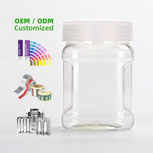 การติดฉลากขวดพลาสติกใส่อาหารทรงสี่เหลี่ยมขนาด350มล. ภาชนะเก็บของเปล่าใสสำหรับเก็บอาหารเกรดปิดผนึกได้ง่ายจับขวดน้ำสำหรับผลไม้ถั่ว - Product Image 2