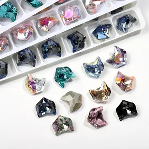 고급 모조 다이아몬드 도매 10mm 여우 동물 포인트 백 스트라스 달빛 모조 다이아몬드 보석 액세서리 유리 다이아몬드