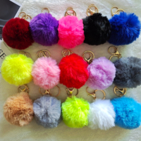 Amazon Hot 8Cm Gantungan Kunci Perlindungan Diri Aksesori Bola Puff Keyring Gantungan Kunci Pompom