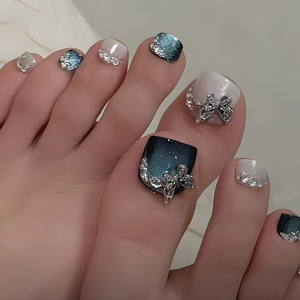 <span class=keywords><strong>Uñas</strong></span> Postizas de Verano con Diseño Simple de Mariposa 3D <span class=keywords><strong>y</strong></span> Ojo de Gato, <span class=keywords><strong>Hermosas</strong></span> <span class=keywords><strong>Uñas</strong></span> Postizas con Pedrería, Material ABS - Product Image 1