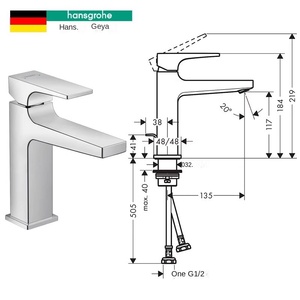 Mitigeur de lavabo monocommande Metropol 110 avec kit d'évacuation 32506 Modèle de lavabo 32506007 - Product Image 5
