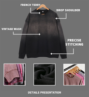 Sweat-shirt pour homme en velours épais 400 GSM, dégradé ombré, col boutonné, coupe classique, brodé, style streetwear