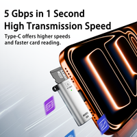 Lector de Tarjetas Tipo-C 2 en 1 USB3.0 TF, Adaptador OTG con Carga PD de 100W, Compatible con Tarjetas Micro SD de 2TB para Teléfono y Portátil