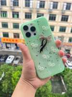 Nouvelle coque de téléphone en TPU avec design féminin mignon et brillant, ornée de nœuds, pour iPhone 15 16 17 18 Pro Max