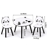 Table basse, ensemble table et chaise en forme de chat pour enfants, en MDF et bois de pin, mobilier moderne pour enfants, bureaux et chaises de style dessin animé
