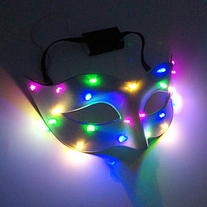 Masque de renard clignotant à LED unisexe, demi-visage, déguisement pour Halloween, fête, festival, bal lumineux, fournitures de costume - Product Image 5