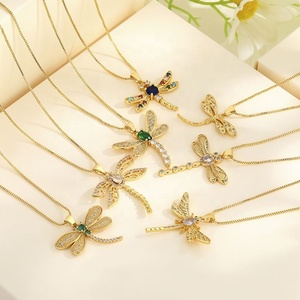 Colliers originaux en zircon plaqué or 18 carats, motif libellule exquise, vente en gros, bijoux de mode pour femmes - Product Image 2