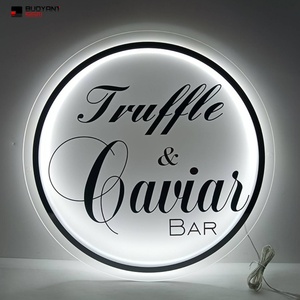 Round Acrylic Backlit Sign <b>Illuminated</b> Business Logo Custom Reception Studio Beauty Salon Led Sign - Product Image 3