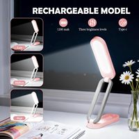 Lampe de bureau LED rechargeable pliable, lampe de table portable, 3 niveaux de luminosité, charge USB Type-C, intensité réglable, petite lampe de chevet en plastique