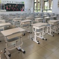 Ensemble Table et Chaise d'Étude Moderne pour Enfants, Vente en Gros, Prix Abordable, avec Pieds Métalliques à Hauteur Réglable et Plateau en Bois, Idéal pour l'École