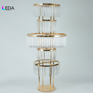 LEDAGG Luxury Gold Metal Crystal Flower Stand 1.1M Height 50cm Width Wedding <b>Table</b> Centerpiece Decoration - Product Image 2