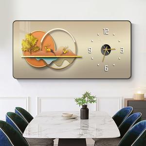 Decoración del Hogar Personalizada, Impresión Geométrica Abstracta, Pintura de Porcelana de Cristal, Pintura de Ciervos, Arte de Pared Nórdico, Reloj de Pared - Product Image 2