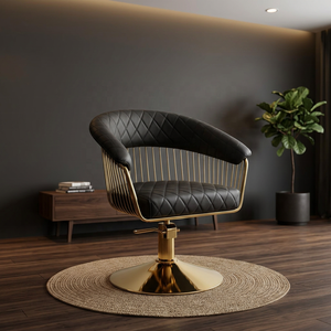 Sillón de Barbería Moderno de Cuero Sintético, Silla de Estilismo para Salón con Giro de 360 Grados y Altura Ajustable para Barbería - Product Image 5