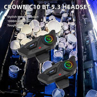 Intercom sans fil pour casque de moto en plastique noir élégant, compatible avec application, facile à utiliser, intercomunicadores para cascos