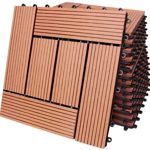 Dalles de terrasse WPC modernes carrées brossées à clipser pour extérieur, en composite bois-plastique, étanches et antidérapantes, à emboîtement - Product Image 4