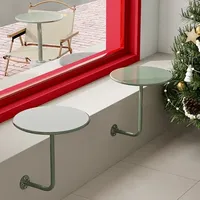 Tenture murale en métal rouge de style industriel moderne Table de petit-déjeuner Bureau à dessert peu encombrant pour le café, le thé et le lait Utilisation en magasin