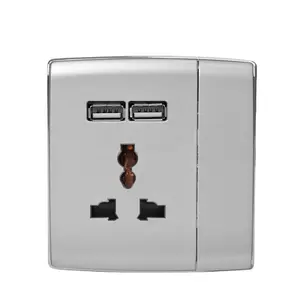 Shinelite new design multi-function big button wall electrical switch socket with USB port