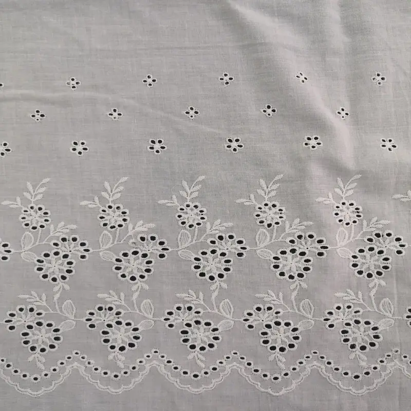 B-123 Embroidery Eyelet Lace 100% Cotton Quilting Fabric For Patchwork Needlework Diy Handmade Sewing Crafting Decor