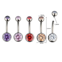 Anneau de nombril en titane F136 de qualité médicale, hypoallergénique, plaqué or, avec zircon, couleur tendance 14G, pour femme, bijou quotidien ou de fête